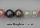 CSB408 15.5 inches 8mm - 16mm round mixed color shell pearl beads