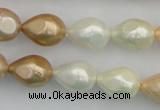 CSB415 12*15.5mm faceted teardrop mixed color shell pearl beads