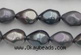 CSB418 12*15.5mm faceted teardrop mixed color shell pearl beads