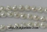 CSB450 15.5 inches 6mm faceted round shell pearl beads