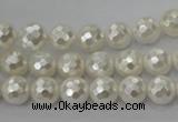 CSB452 15.5 inches 10mm faceted round shell pearl beads