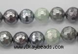 CSB461 15.5 inches 10mm faceted round mixed color shell pearl beads