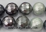 CSB464 15.5 inches 16mm faceted round mixed color shell pearl beads