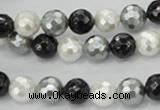 CSB471 15.5 inches 10mm faceted round mixed color shell pearl beads