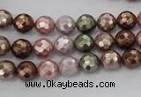 CSB500 15.5 inches 8mm faceted round mixed color shell pearl beads