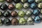 CSB532 15.5 inches 12mm faceted round mixed color shell pearl beads