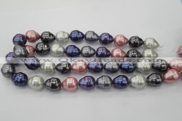 CSB573 15.5 inches 16*19mm whorl teardrop mixed color shell pearl beads