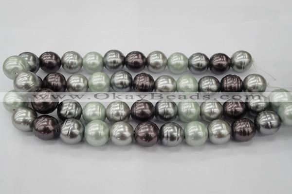 CSB651 15.5 inches 18mm whorl round mixed color shell pearl beads