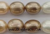 CSB678 15.5 inches 16*19mm oval mixed color shell pearl beads