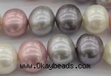 CSB694 15.5 inches 13*15mm oval mixed color shell pearl beads