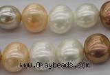 CSB695 15.5 inches 13*15mm oval mixed color shell pearl beads