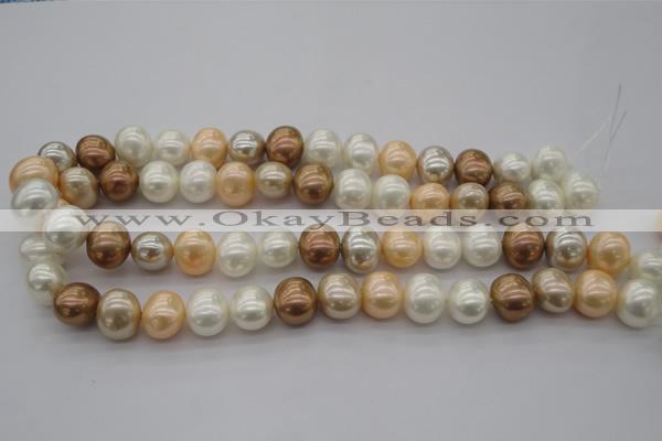 CSB695 15.5 inches 13*15mm oval mixed color shell pearl beads