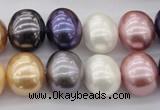 CSB696 15.5 inches 13*15mm oval mixed color shell pearl beads