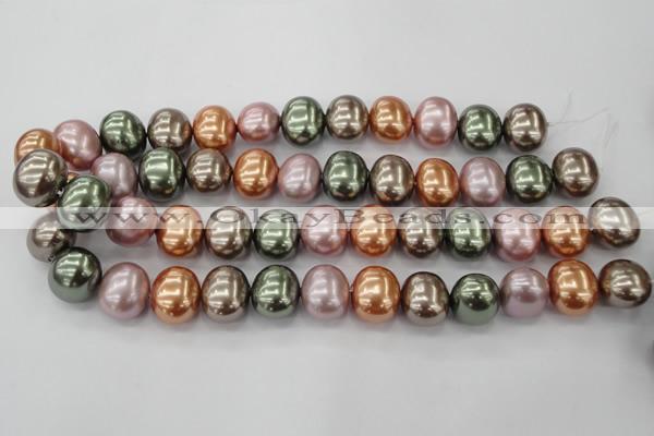 CSB716 15.5 inches 16*19mm oval mixed color shell pearl beads