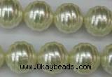 CSB896 15.5 inches 16mm whorl round shell pearl beads wholesale