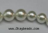 CSB920 15.5 inches 8mm - 14mm round shell pearl beads wholesale