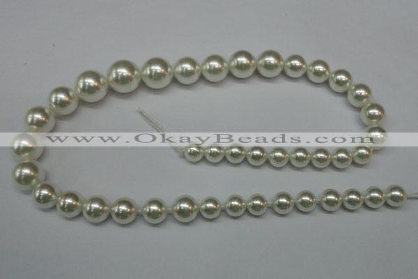 CSB920 15.5 inches 8mm - 14mm round shell pearl beads wholesale