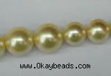 CSB923 15.5 inches 8mm - 14mm round shell pearl beads wholesale