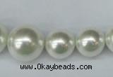 CSB930 15.5 inches 8mm - 16mm round shell pearl beads wholesale