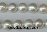 CSB940 15.5 inches 12mm flat round shell pearl beads wholesale