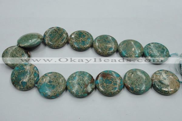 CSE08 15.5 inches 30mm flat round natural sea sediment jasper beads