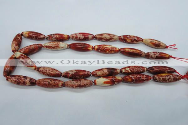 CSE208 15.5 inches 10*30mm rice dyed natural sea sediment jasper beads