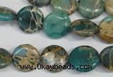 CSE5030 15.5 inches 14mm flat round natural sea sediment jasper beads