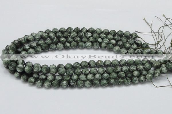 CSH07 15.5 inches 10mm faceted round natural seraphinite beads