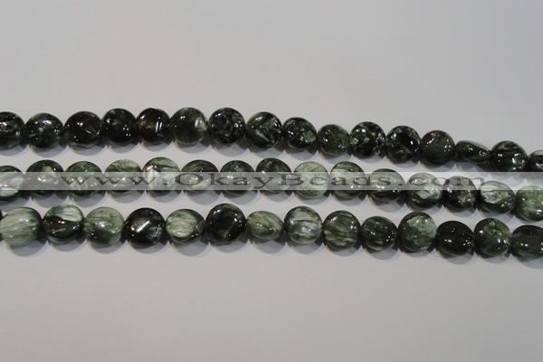 CSH120 15.5 inches 8mm flat round natural seraphinite gemstone beads