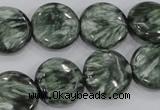 CSH52 15 inches 14mm flat round natural seraphinite gemstone beads