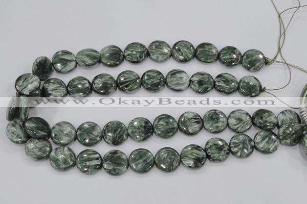 CSH52 15 inches 14mm flat round natural seraphinite gemstone beads