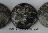 CSI30 15.5 inches 30mm flat round silver scale stone beads wholesale