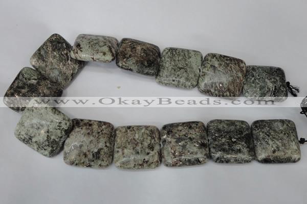 CSI60 15.5 inches 30*30mm square silver scale stone beads wholesale