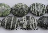 CSJ113 15.5 inches 15*20mm faceted oval green silver line jasper beads