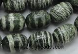 CSJ16 15.5 inches 13*18mm egg-shaped green silver line jasper beads