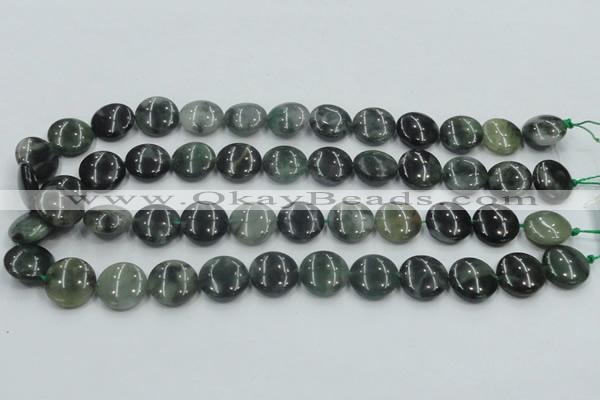 CSJ201 15.5 inches 16mm flat round serpentine jade gemstone beads