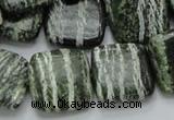 CSJ29 15.5 inches 20*20mm square green silver line jasper beads