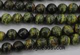 CSJ292 15.5 inches 8mm round dyed green silver line jasper beads