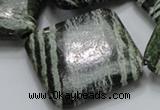 CSJ34 15.5 inches 40*40mm diamond green silver line jasper beads