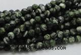 CSJ62 15.5 inches 4mm faceted round green silver line jasper beads