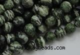 CSJ64 15.5 inches 8mm faceted round green silver line jasper beads