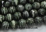 CSJ65 15.5 inches 10mm faceted round green silver line jasper beads