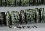 CSJ85 15.5 inches 6*18mm & 12*18mm rondelle green silver line jasper beads