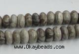 CSL02 15.5 inches 5*10mm rondelle silver leaf jasper beads wholesale