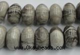 CSL03 15.5 inches 9*16mm rondelle silver leaf jasper beads wholesale