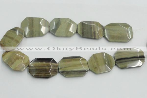 CSL08 15.5 inches 30*40mm octagonal silver leaf jasper beads wholesale