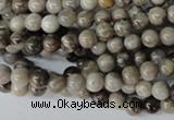 CSL10 15.5 inches 4mm round silver leaf jasper beads wholesale