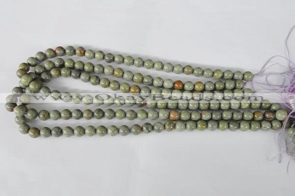 CSL102 15.5 inches 8mm round silver leaf jasper beads wholesale