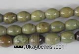 CSL103 15.5 inches 8*10mm rice silver leaf jasper beads wholesale