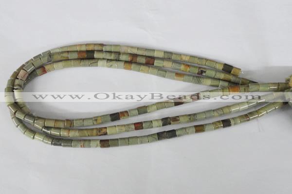 CSL111 15.5 inches 6*6mm column silver leaf jasper beads wholesale